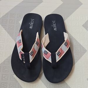 J.Crew Navy Flip Flops with American Flag Straps Size 7